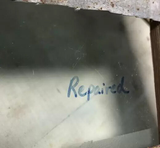 closeup of a repaired chip